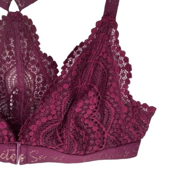 Victoria's Secret T-back Maroon Lace Bralette Size Small - Picture 4 of 12